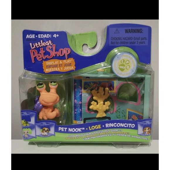 Littlest Pet Shop 352 Hermit Crab LPS Authentic Orange Green Eyes Pet Nooks G1 - Picture 7 of 8